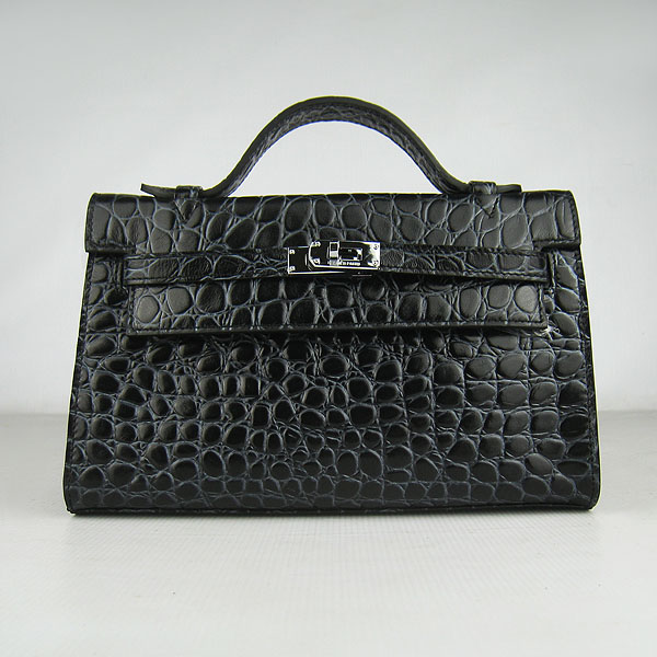 AAA Hermes Kelly 22 CM France Python Leather Handbag Black H008 On Sale